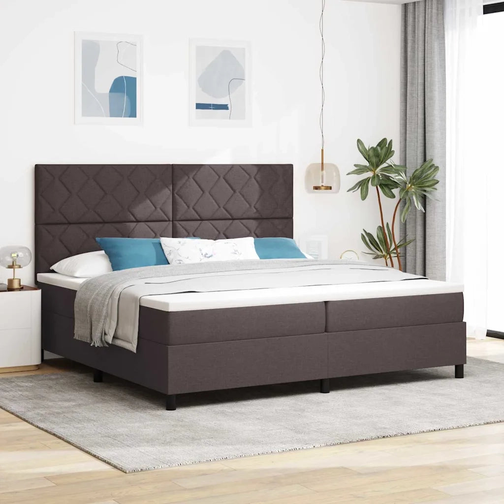 Letto a molle con materasso Marrone Scuro 200 x 200 cm Tessuto 3339493