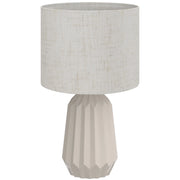 Lampada da tavolo, lampada da comodino con paralume in lino, interruttore a bilanciere, lampada da scrivania, 22 x 22 x 39 cm, beige