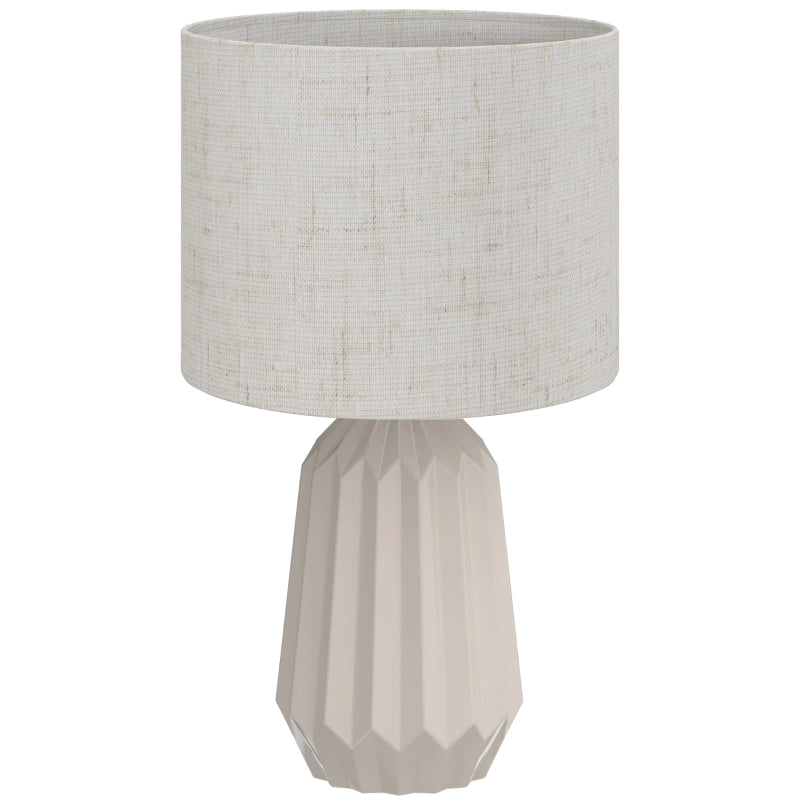 Lampada da tavolo, lampada da comodino con paralume in lino, interruttore a bilanciere, lampada da scrivania, 22 x 22 x 39 cm, beige