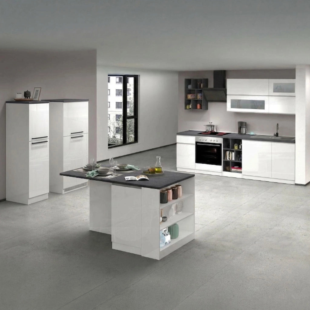 Cucinino Balme, Cucina 3 Cassetti, Elettrodomestici non inclusi, Made in Italy, Bianco Lucido