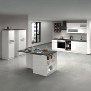 Cucinino Balme, Cucina 3 Cassetti, Elettrodomestici non inclusi, Made in Italy, Bianco Lucido