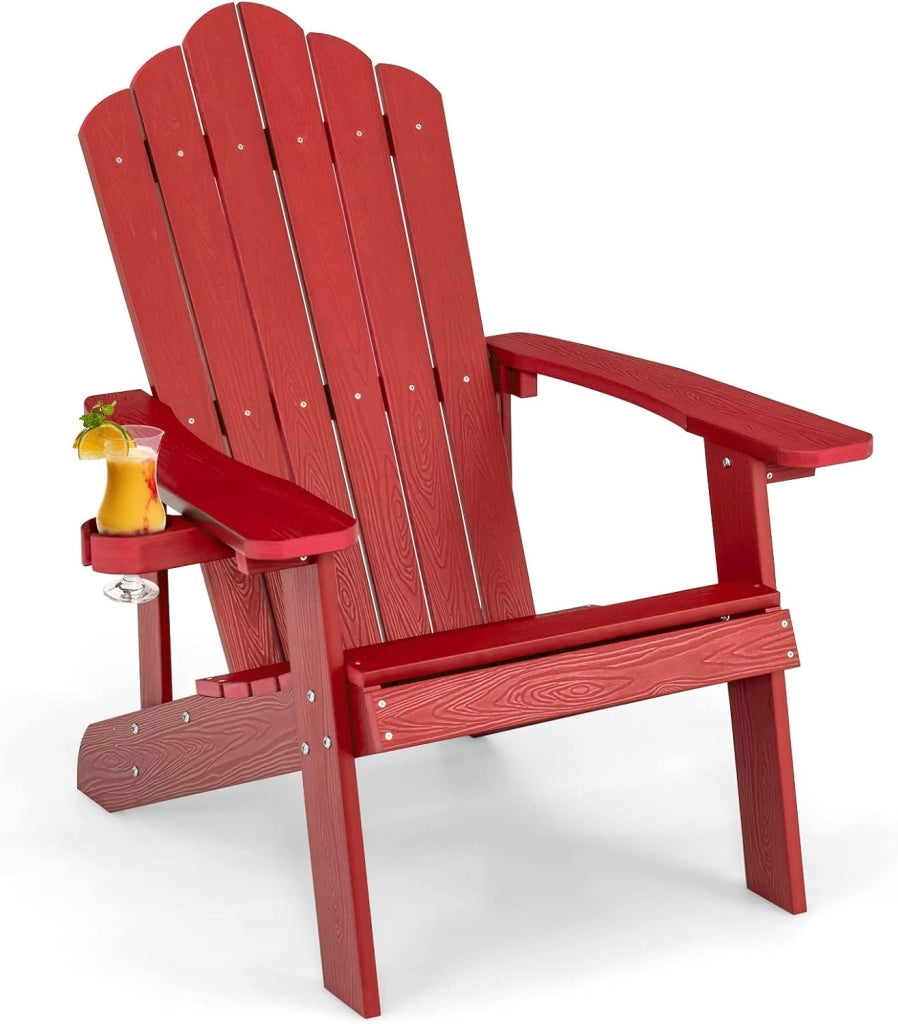 Adirondack - Sedia da giardino con supporto per tazze, per giardino, prato, patio, 77 x 86 x 94 cm, colore: bianco