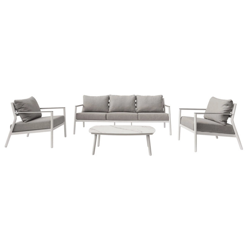 Salotto Cadice Alluminio Bianco Bracciolo Effetto Legno Moia