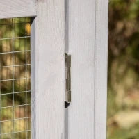 Gabbia per Conigli o Roditori a 2 Piani, con Tetto Bituminato, Vaschetta per Deiezioni, in Legno Massello di Pino, Grigio