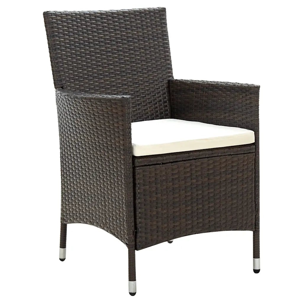 Set Mobili da Giardino 5 pz con Cuscini in Polyrattan Marrone 3094819