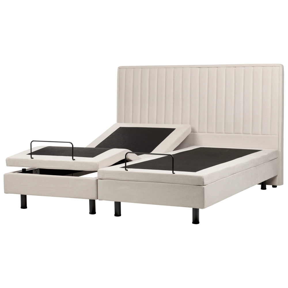 Letto Tessuto Beige chiaro Elettrico Regolabile con Telecomando 180 x 200 cm