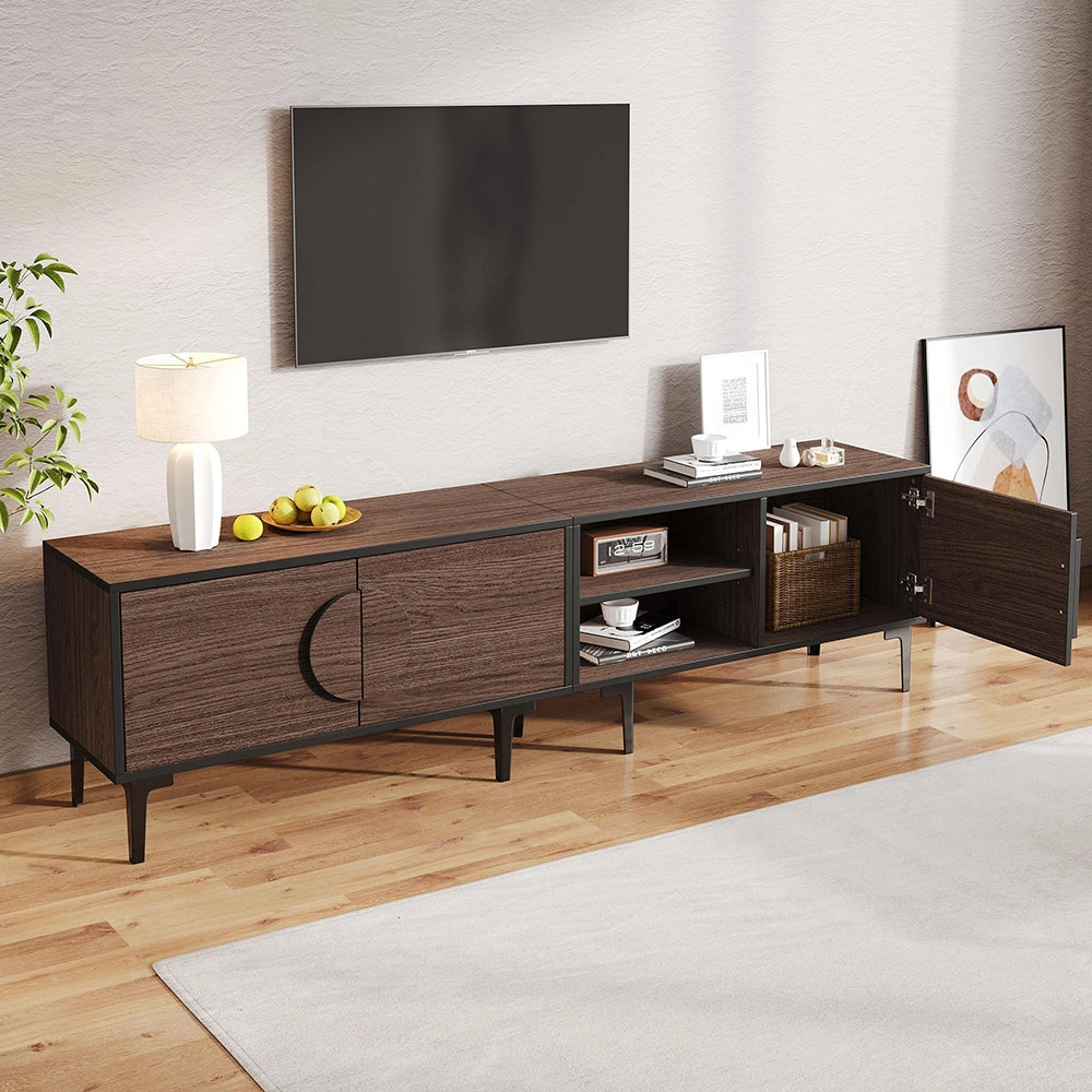 Mobile TV Basso 180x35x49cm - Xylo - 2 Ante, Colore Noce Scuro, fino a 80"