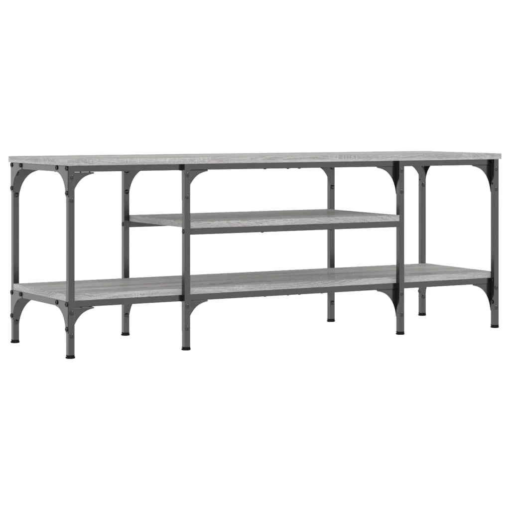Mobile TV multimediale mensola TV credenza TV sala da pranzo soggiorno camera da letto Sonoma 121 x 35 x 45 cm legno ingegnerizzato e ferro grigio 02_0028382