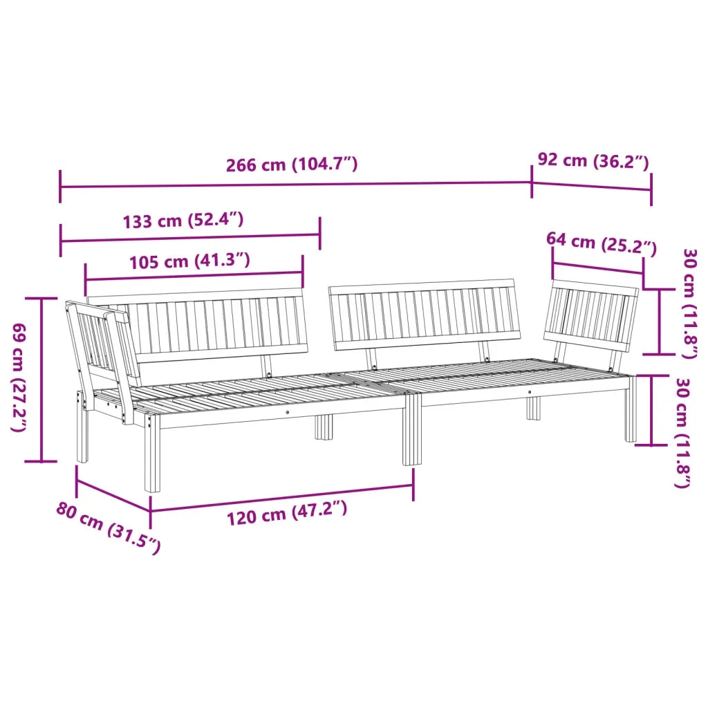 Divani Angolari Pallet da Giardino 2pz Legno Massello di Acacia