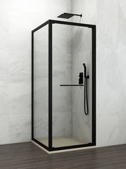 Box doccia angolare SPAZIO porta battente + laterale fisso 65x80 cm (62.5-64/76.5-79) nero opaco