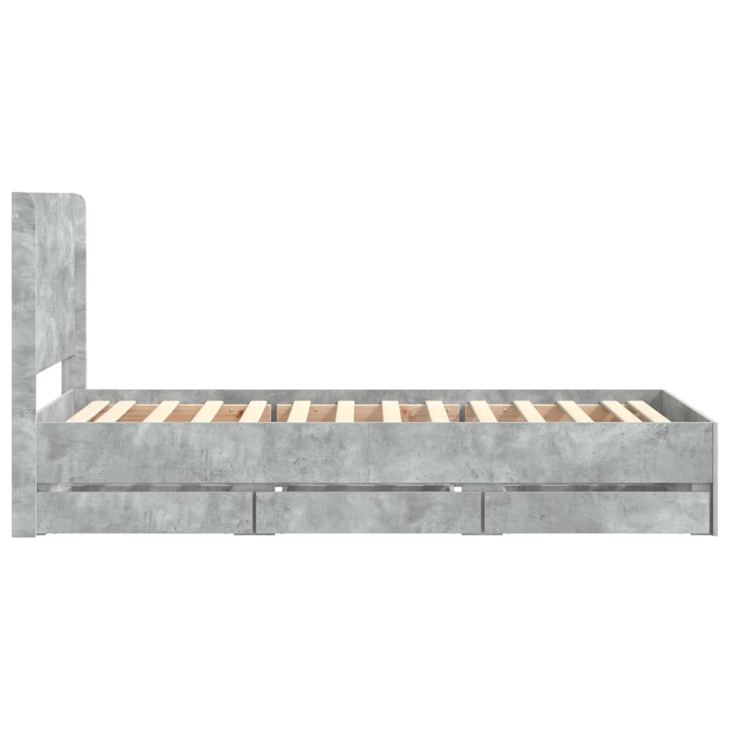 Struttura del letto con stoccaggio e testata Grigio Cemento 3413980