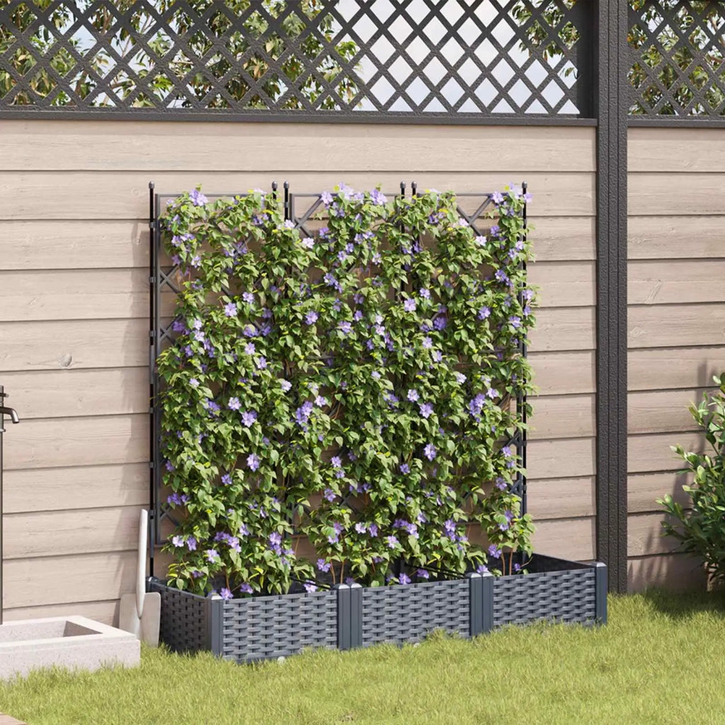 Fioriere | Cassetta per fiori | Vaso da giardino 3 pz Grigio 120 x 40 x 125,5 cm Plastica