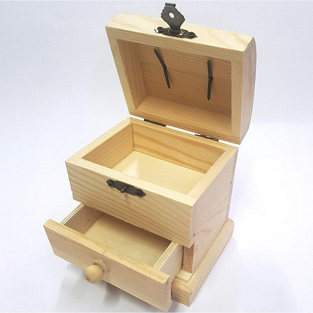 Trade Shop - Scatola Baule Legno Cassetto  64889 Portagioie 11x10.5x8cm Cassettiera -