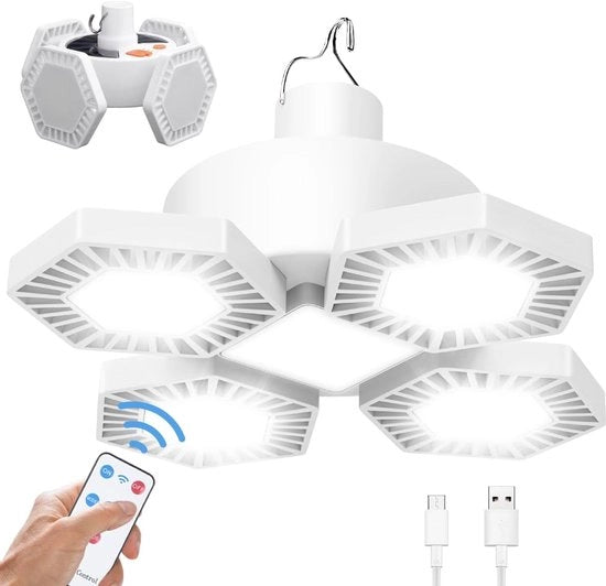 Lanterna Esterna Solare per Camping USB con Comando a Distanza Batteria Portatile - Luce di Emergenza - Lampada da Campo 5 Modelli Impermeabile 360 Gradi 5000 Lumen
