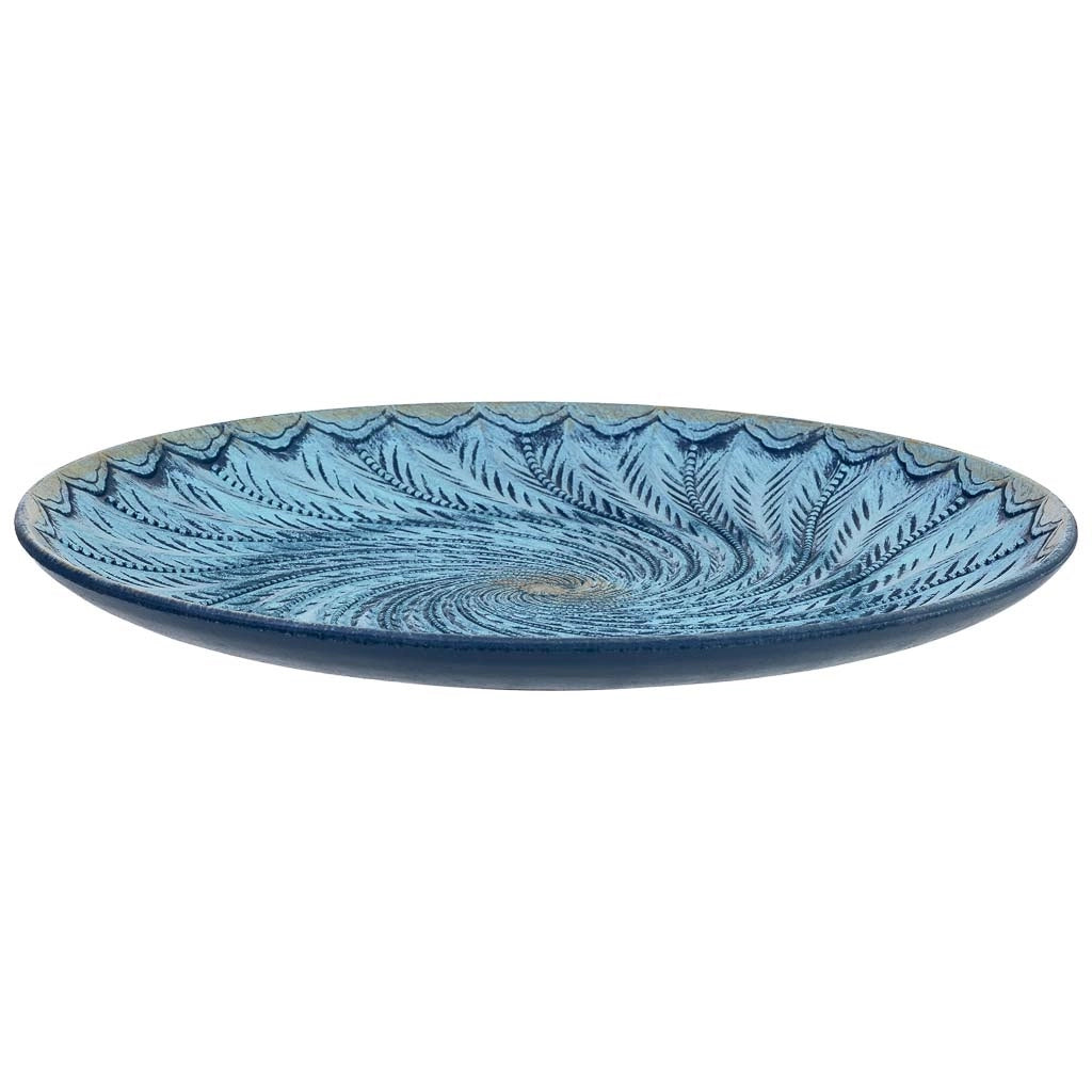 Vassoio decorativo in legno blu, 40x40x4h cm