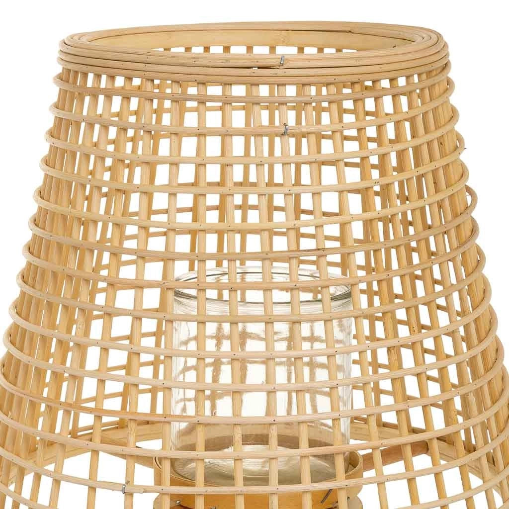 Lanterna portacandele in bambù e rattan marrone d36x31/64h