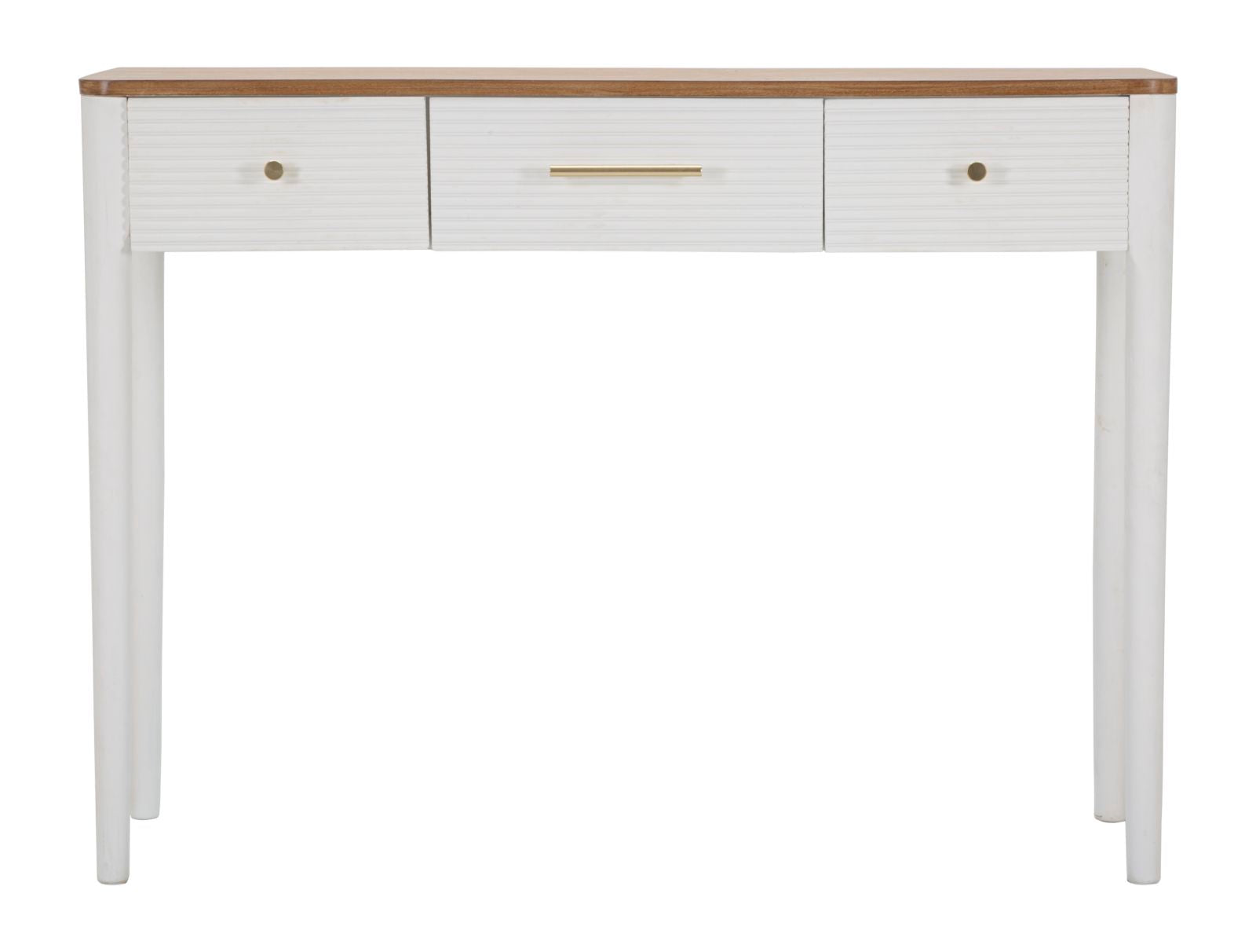 Console Fissa Matera 107x80x37 cm in Legno MDF e Ferro Bianco/Marrone