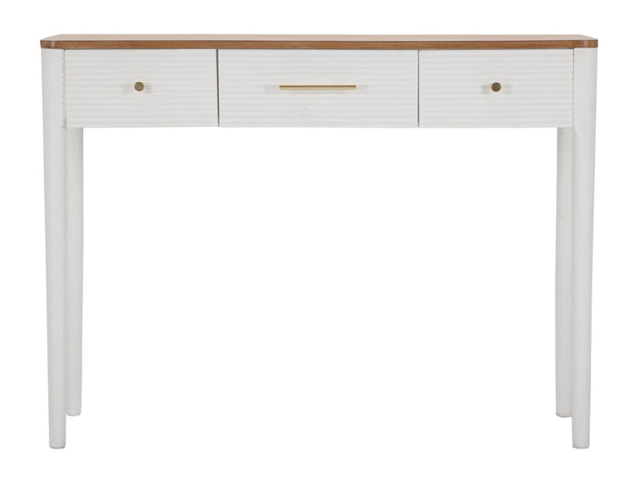 Console Fissa Matera 107x80x37 cm in Legno MDF e Ferro Bianco/Marrone