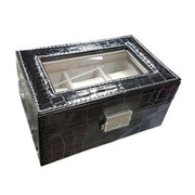 Trade Shop - Box Scatola Cofanetto Con Vetrina Porta Orologi Bracciali In Pelle 3 Posti -