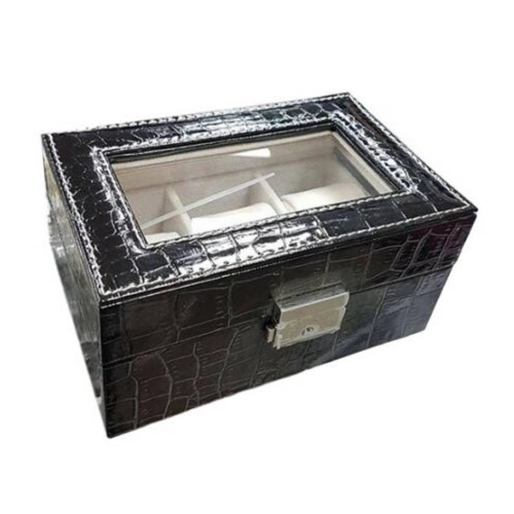 Trade Shop - Box Scatola Cofanetto Con Vetrina Porta Orologi Bracciali In Pelle 3 Posti -