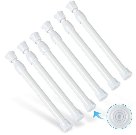 Maniglie per tende - Senza forare - 6 pezzi - Bianco - Regolabili