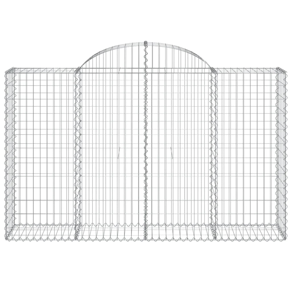 Cestini gabbioni recinzione a gabbia muro di contenimento ad arco 5 pezzi 200 x 50 x 120/140 cm ferro zincato argento 02_0040886