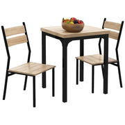 Set da pranzo/cucina a 3 pezzi con tavolo e sedie, venature del legno naturali + nero, composto da 1 tavolo e 2 sedie.