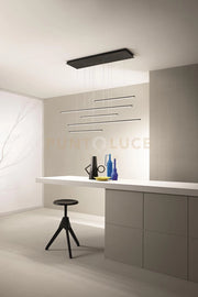 SOSPENSIONE GENIUS ORIZZONTALE 5 LUCI NERO LED 3000K 3050LM 72W DIMMERABILE RETTANGOLARE