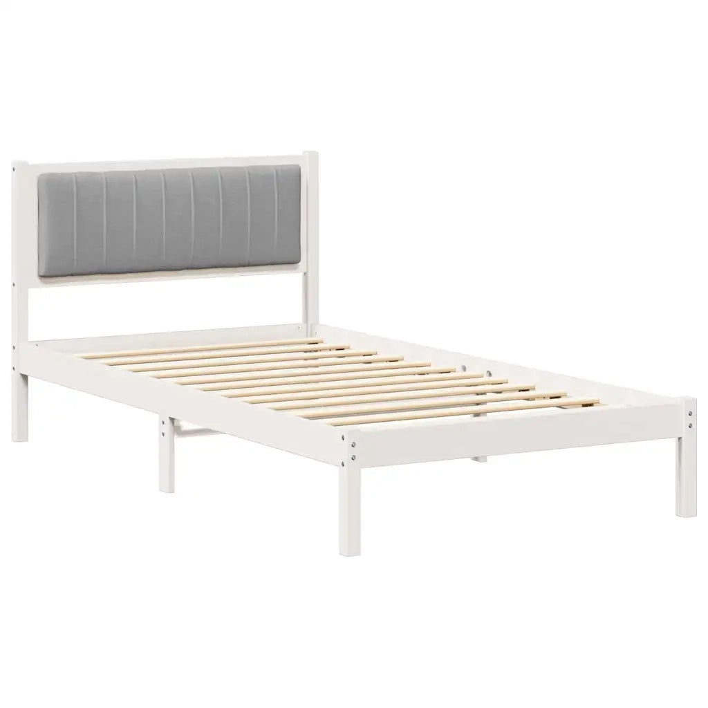 Letto con Testiera Rivestita Grigio chiaro 100 x 200 cm