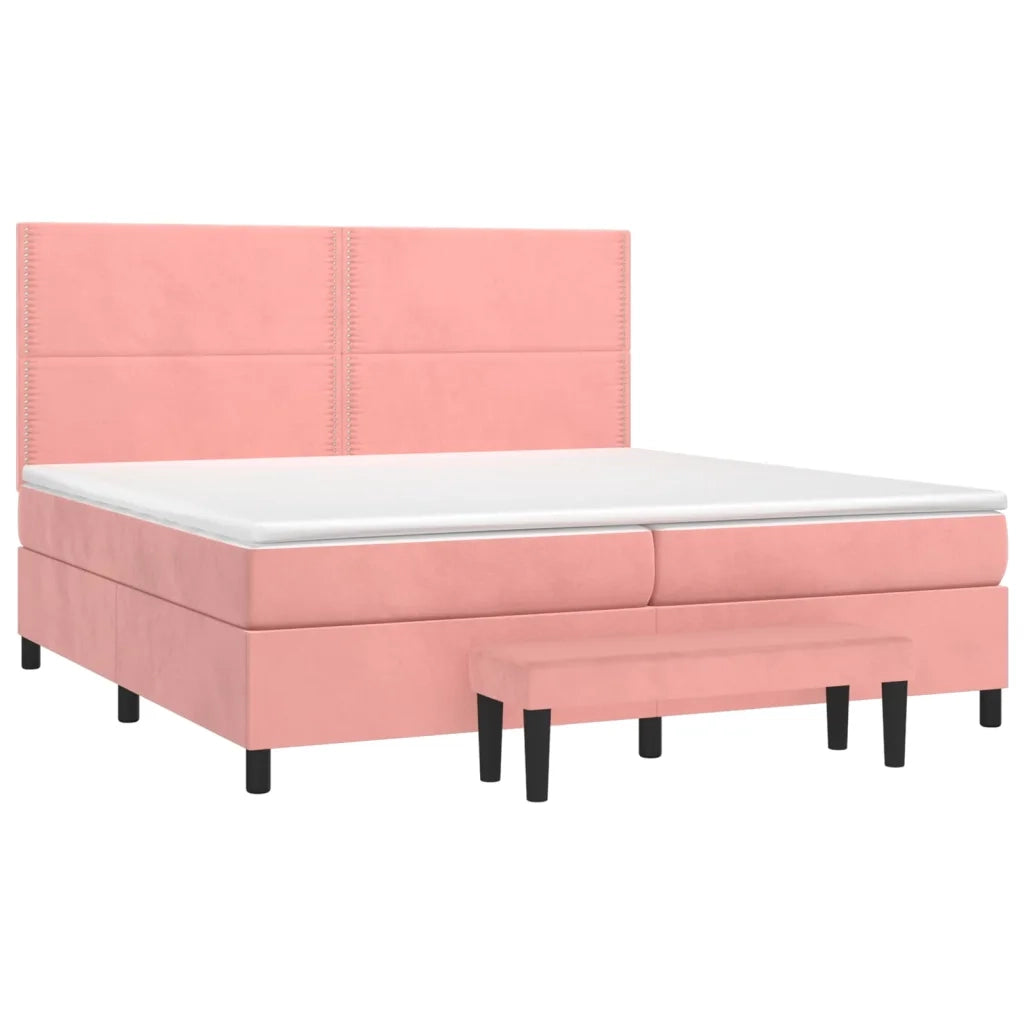 Giroletto a Molle con Materasso Rosa 200x200 cm in Velluto 3137808