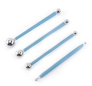 Strumento per modellare in acciaio inossidabile - Doppia forma a palline - Strumento per modellare - Materiale plastico - Manico in gomma - 8 dimensioni di palline - Resistente all'usura - Strumento per modellare modelli