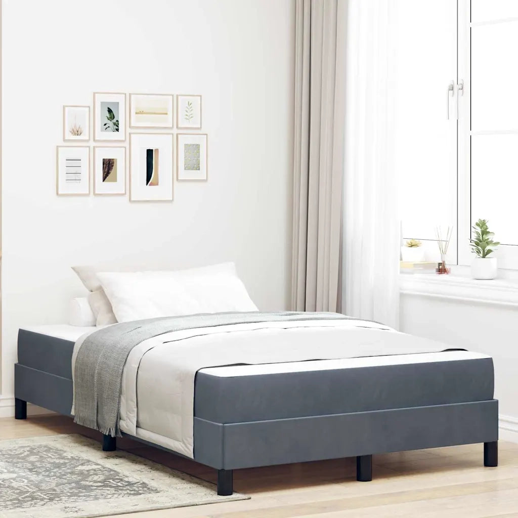 Letto a molle con materasso Grigio scuro 120 x 220 cm Tessuto