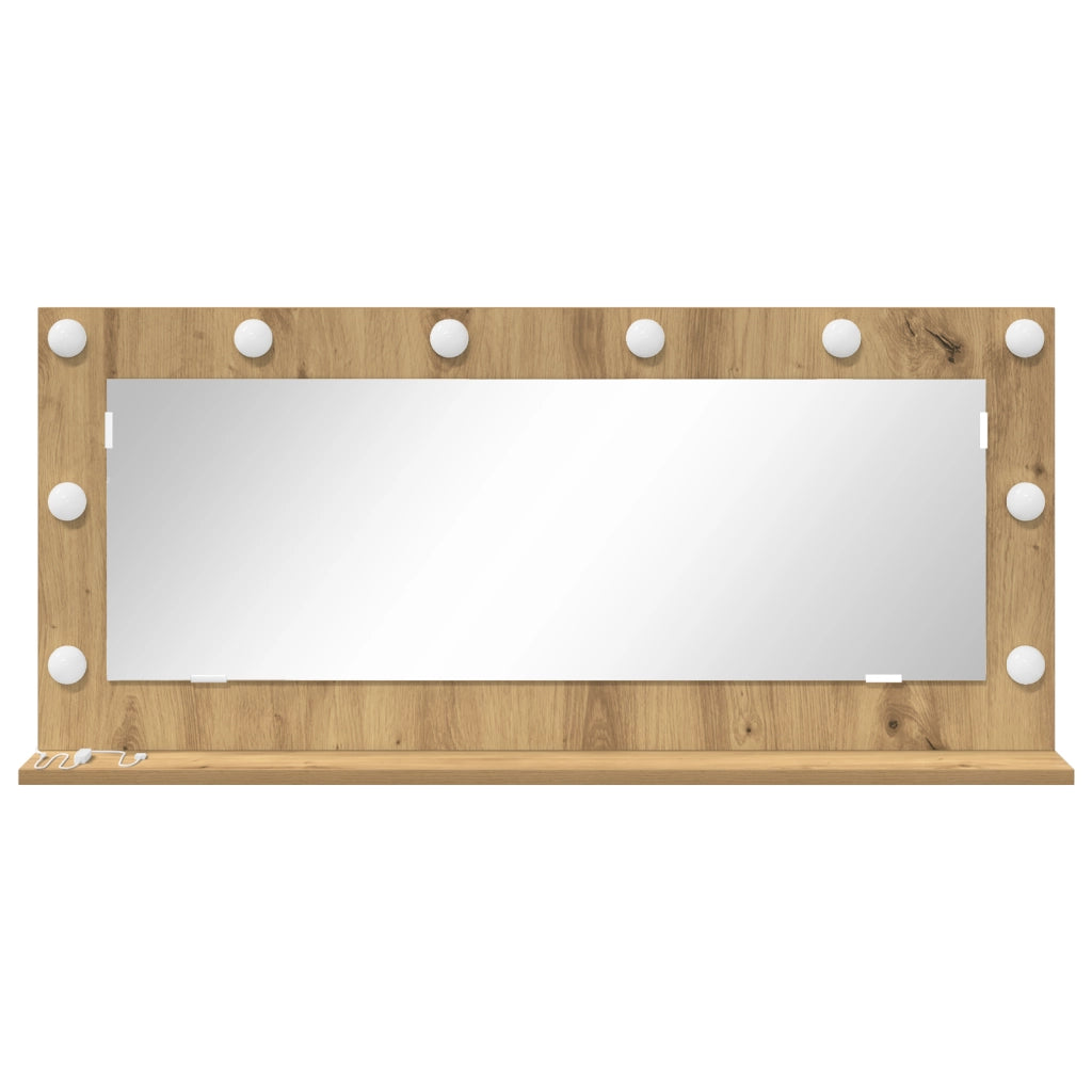 Specchio Vanity con luci LED Quercia Artigianale 100x45x18 cm