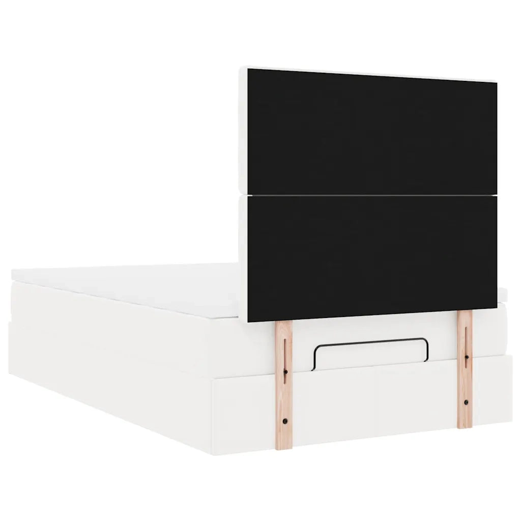 Struttura Letto Pouf con Materasso Bianco 120x190 cm Similpelle 3313841