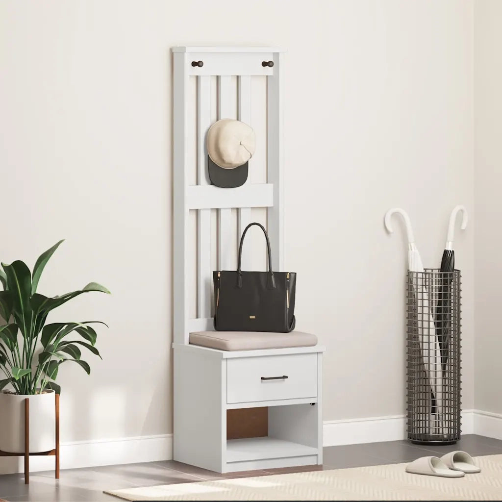 Albero da Ingresso SANDNES Bianco 45x40x159,5 cm Legno di Pino