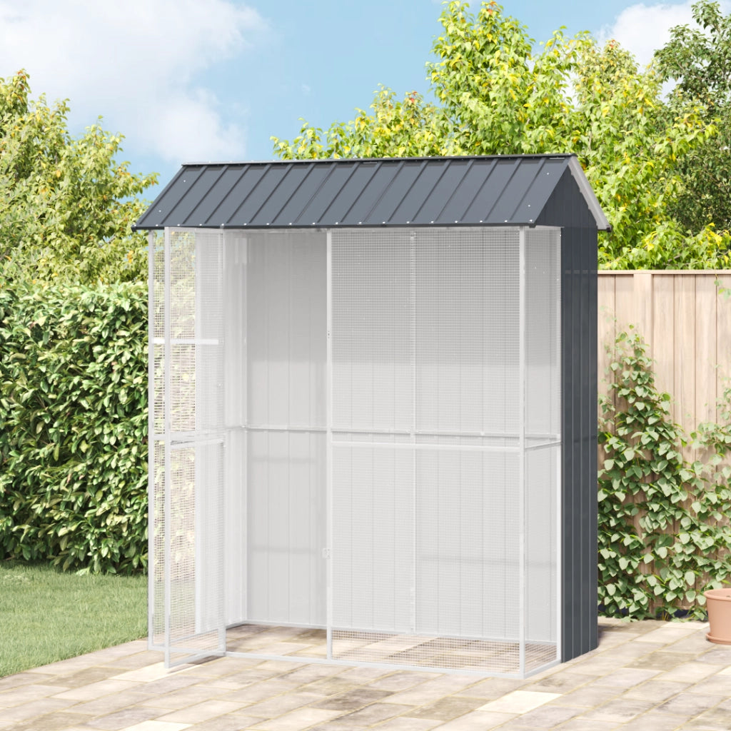 Voliera per Uccelli  Antracite 215x110x247 cm in Acciaio