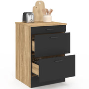 IDMarket - Base cucina 60 cm SUBTIL casseruola occasionale 3 cassetti legno e nero