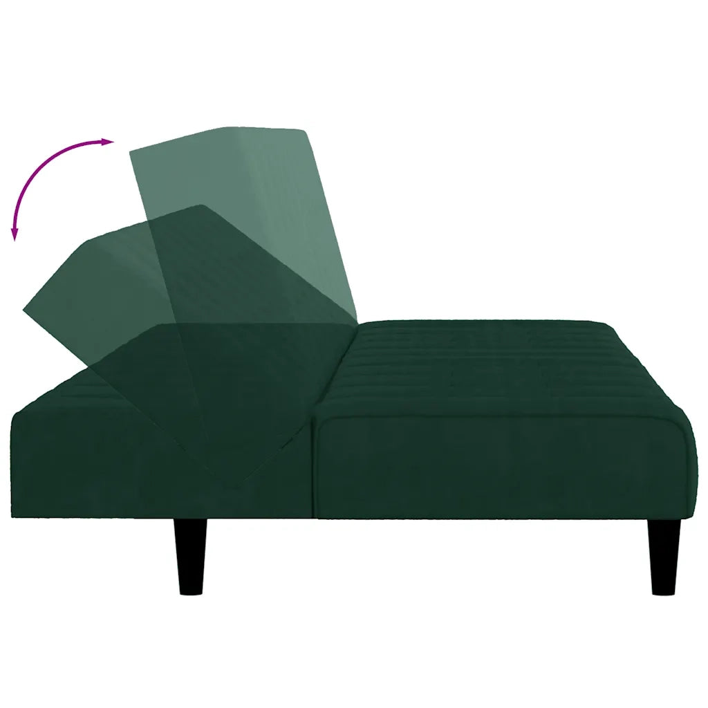 Divano letto | Sof¨¤ letto | Letto singolo a 2 Posti Verde Scuro in Velluto