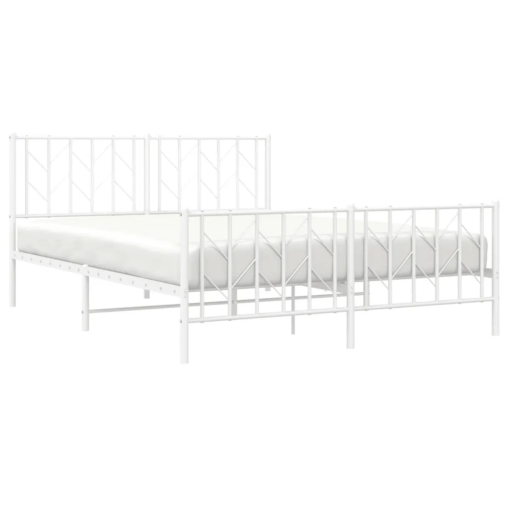 Letto matrimoniale | Letto per adulti | Giroletto con Testiera e Pediera Metallo Bianco 150x200 cm