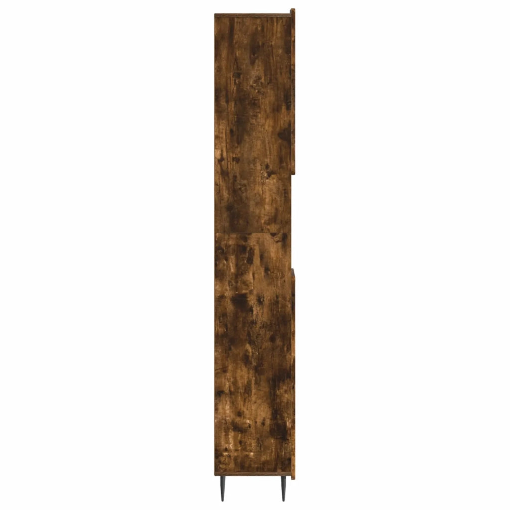 Armadio da Bagno con Ripiano Aperto ZWOLLE Rovere Fumo 896380
