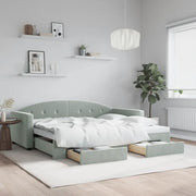 Divano Letto Estraibile Cassetti Grigio Chiaro 90x200cm Velluto 3197349