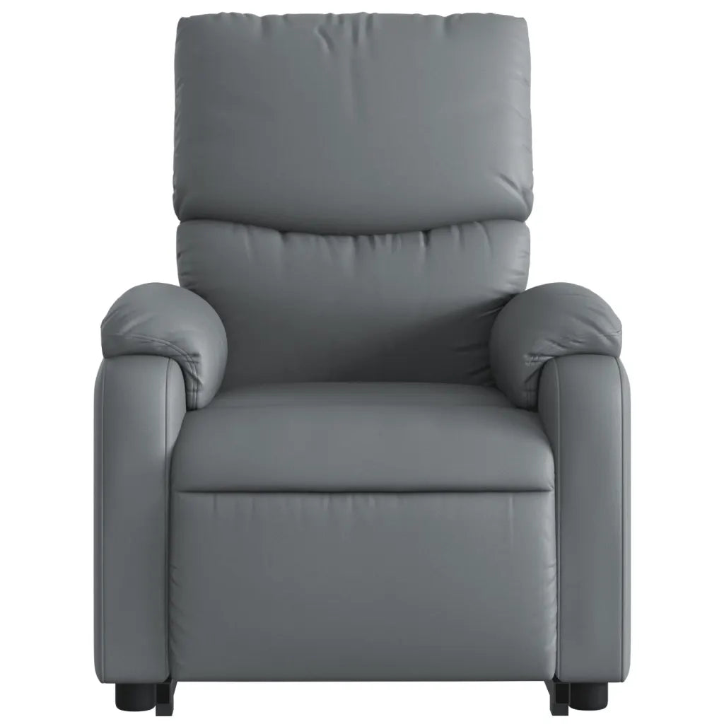 Poltrona | Sedia Relax Alzapersona Reclinabile Grigio in Similpelle