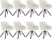 Set di 8 Sedie per Sala da Pranzo Girevoli a 360°, Sedie da Cucina Imbottite con Gambe in Metallo, Poltroncine in Velluto per Camera da Letto, Soggiorno, Ufficio, Crema EZS60cm-8