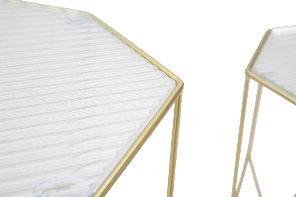 Coppia di Tavolini in Vetro Elegante ø 37x47-31x42 cm