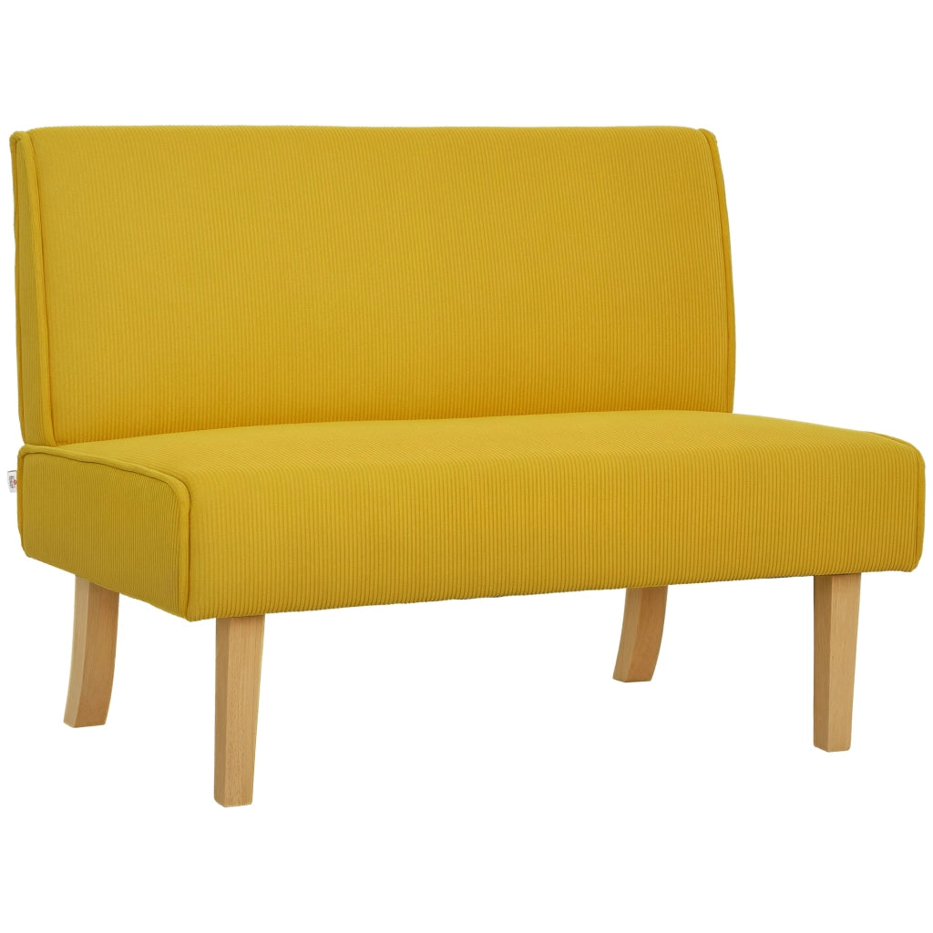 Divano 2 posti in tessuto cord ¨C Xylo ¨C giallo con gambe in legno