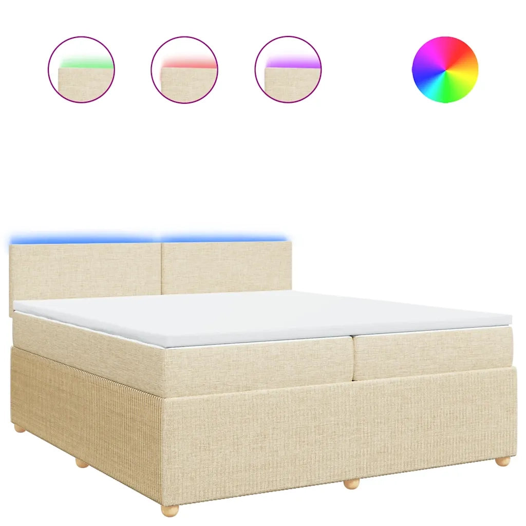 Giroletto a Molle con Materasso Crema 200x200 cm in Tessuto