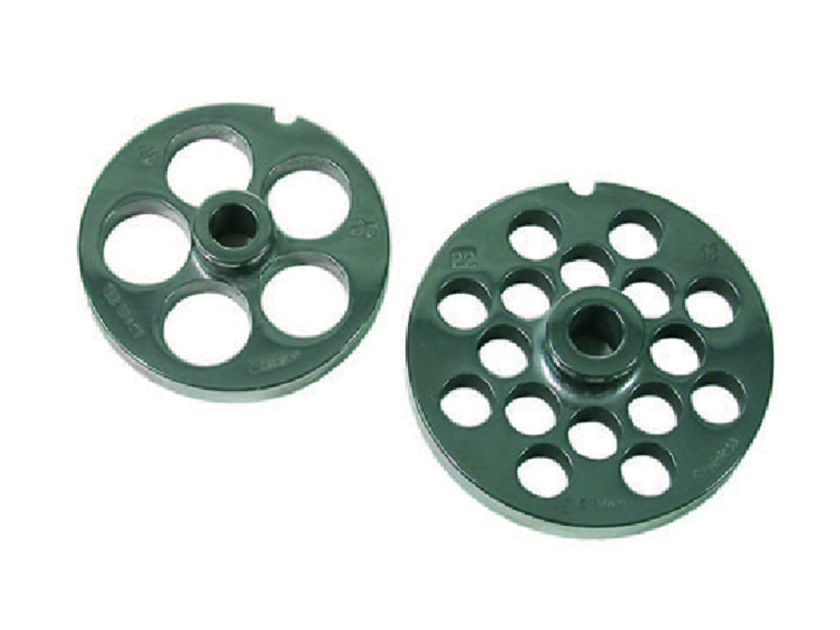 PIASTRE IN ACCIAIO TEMPRATO PER TRITACARNE ELETTRICI- - n°12 foro mm.10 - 1 blister REBER