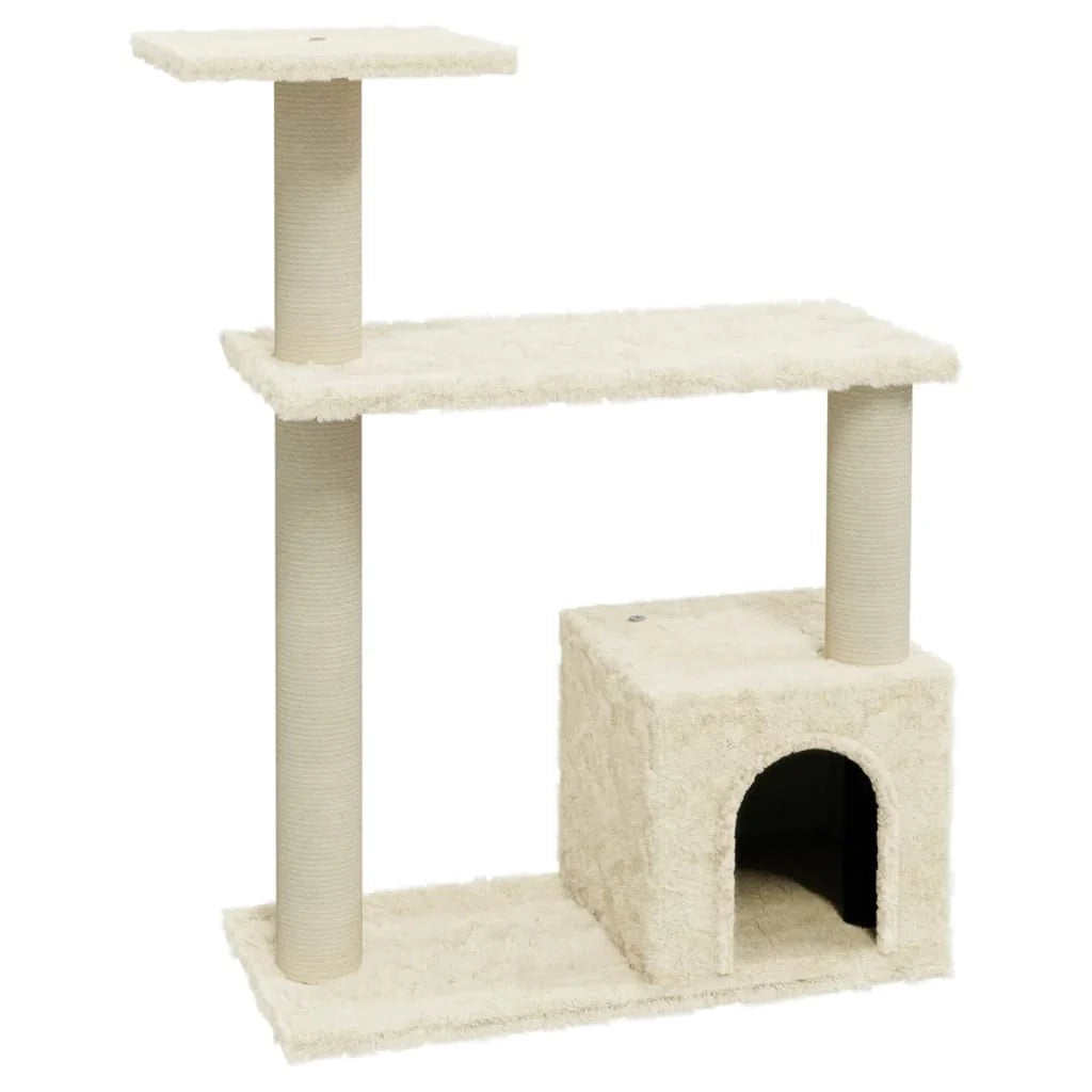 Tiragraffi per gatti torre per arrampicata giocattolo piattaforma per arrampicata con tiragraffi in sisal 70 cm crema 02_0022519