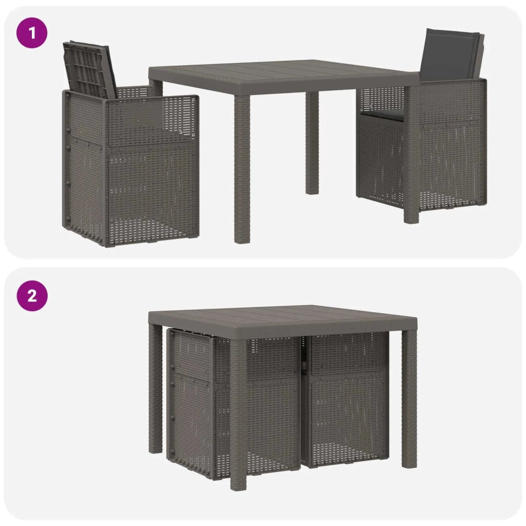 Set da Pranzo per Giardino 3 pcs Grigio chiaro e Antracite PP 3430052