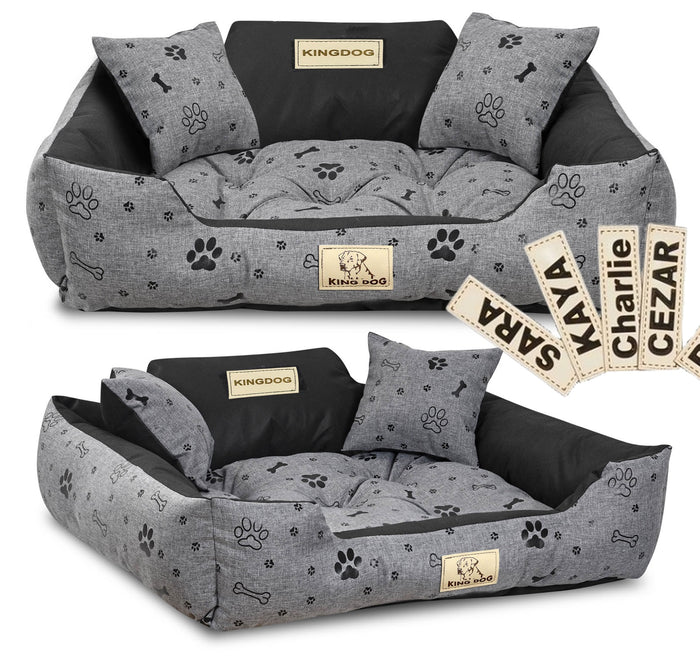 AIO FACTORY 100x75 cm KINGDOG Cuccia per cani impermeabile personalizzabile Ossa nere